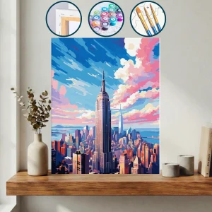 New York City'deki Empire State Binasının Bir Tablosunun Görüntüsü — Sayılarla Boyama Seti