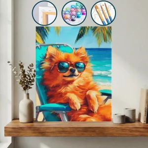 Sahilde Sandalyede Oturan Köpek — Sayılarla Boyama Seti