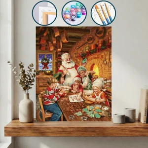 Bir Noel Baba İle Bir Masanın Etrafında Oturan Bir Grup Çocuk — Sayılarla Boyama Seti