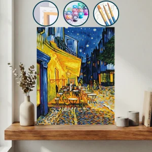 Arnavut Kaldırımlı Bir Sokakta Masa Ve Sandalyelerin Olduğu Sokak Sahnesi — Sayılarla Boyama Seti