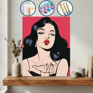 Kırmızı Rujlu Ve Siyah Elbiseli Kadın — Sayılarla Boyama Seti