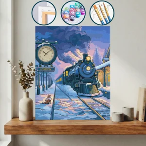 Karda Raylardan Aşağı Giden Tren — Sayılarla Boyama Seti