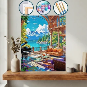 Piyanolu Ve Kuyruklu Piyanolu Oturma Odası — Sayılarla Boyama Seti