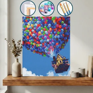 Balonlarla Gökyüzünde Uçan Bir Ev — Sayılarla Boyama Seti