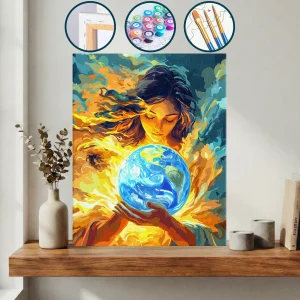 Elinde Küre Tutan Kadın — Sayılarla Boyama Seti