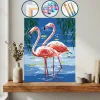 Yaprakların Yanında Suda Duran İki Flamingo — Sayılarla Boyama Seti