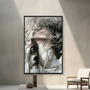 Rüzgarda Uzun Saç Üfleyen Bir Kadın — Kanvas Tablo