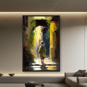 Sokakta Yürüyen Küçük Bir Kız — Kanvas Tablo