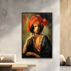 Kırmızı Türban Giyen Bir Kadın — Kanvas Tablo