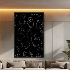 Üzerinde Çok Sayıda Beyaz Tebeşir Çizimi Olan Siyah Bir Arka Plan — Kanvas Tablo