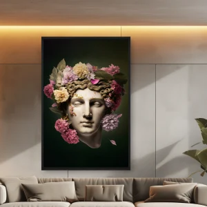 Saçında Çiçek Bulunan Bir Kadın Heykeli — Kanvas Tablo