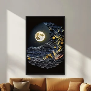 Gece Gökyüzünde Dolunay — Kanvas Tablo