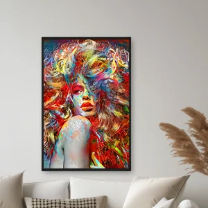 Renkli Saçlı Ve Yüz Boyası Olan Bir Kadın — Kanvas Tablo