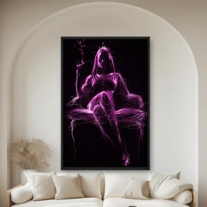 Elinde Sigara İle Bir Bankta Oturan Bir Kadının Çizimi — Kanvas Tablo