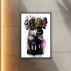 Birbirlerine Grafiti İle Kucaklayan Birkaç İnsan — Kanvas Tablo