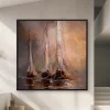 Bir Su Kütlesinde Bir Yelkenli Tablosu — Kanvas Tablo