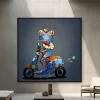Bir Scooter Süren Bir Kurbağan — Kanvas Tablo