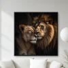 Karanlıkta Birlikte Sarılan İki Aslan — Kanvas Tablo