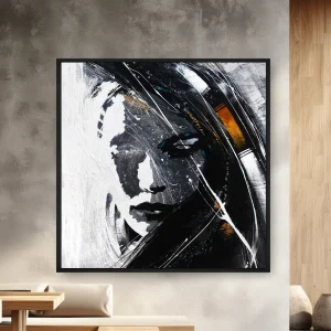 Siyah Beyaz Yüzü Olan Bir Kadın — Kanvas Tablo