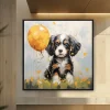 Çimlerde Balonlu Bir Köpek Yavrusu Tablosu — Kanvas Tablo