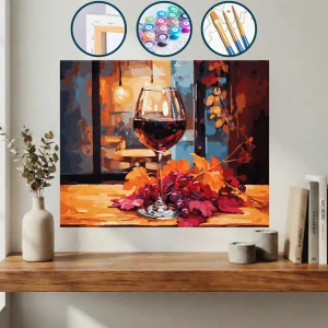 Bir Masada Bir Kadeh Şarap Ve Üzüm — Sayılarla Boyama Seti