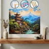 Dağlarda Bir Pagoda Ve Bir Şelale — Sayılarla Boyama Seti