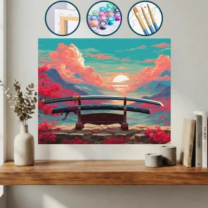 Üzerinde İki Samuray Kılıcı Bulunan Bir Bank — Sayılarla Boyama Seti