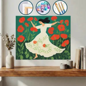 Gelincik Tarlasında Beyaz Elbiseli Kadın — Sayılarla Boyama Seti