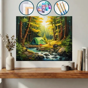 Dere Kenarında Ormanda Bir Çadır — Sayılarla Boyama Seti