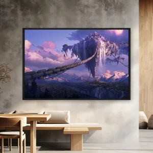 Bir Dağın Ortasında Çok Büyük Bir Şelale — Kanvas Tablo