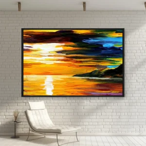 Gün Batımında Su Üzerinde Bir Yelkenli Tablosu — Kanvas Tablo