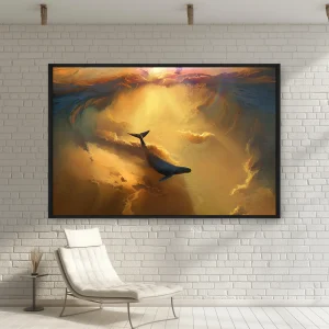 Gökyüzünde Bir Kuşla Okyanusta Bir Balina — Kanvas Tablo