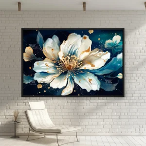 Siyah Arka Planda Bir Çiçek — Kanvas Tablo