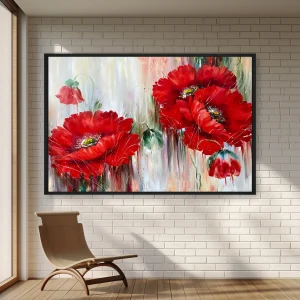 Masada Bir Vazoda Olan İki Kırmızı Çiçek — Kanvas Tablo