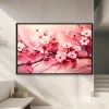 Pembe Çiçeklerle Kiraz Ağacının Bir Dalı Tablosu — Kanvas Tablo