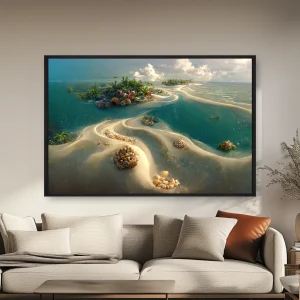 Bir Su Kütlesinin Ortasında Küçük Bir Ada — Kanvas Tablo