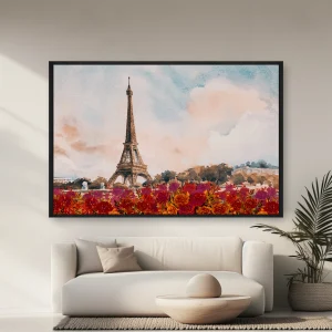 Ön Planda Çiçeklerle Birlikte Bir Tabloy — Kanvas Tablo