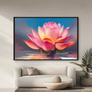 Suda Pembe Bir Lotus Çiçeği — Kanvas Tablo