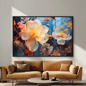 Masada Bir Vazoda Olan Birçok Çiçek — Kanvas Tablo