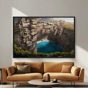 Bir Uçurumun Yanına Yerleştirilmiş Çok Uzun Bir Bina — Kanvas Tablo