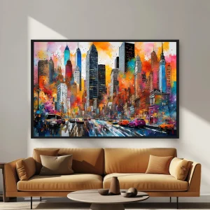 Çok Fazla Trafiğe Sahip Bir Şehir Manzarasın — Kanvas Tablo